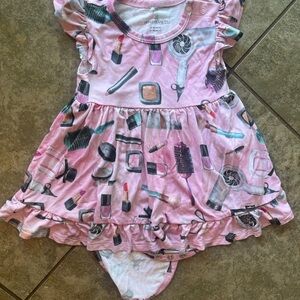 Posh Peanut Pink Beauty Print Baby Dress